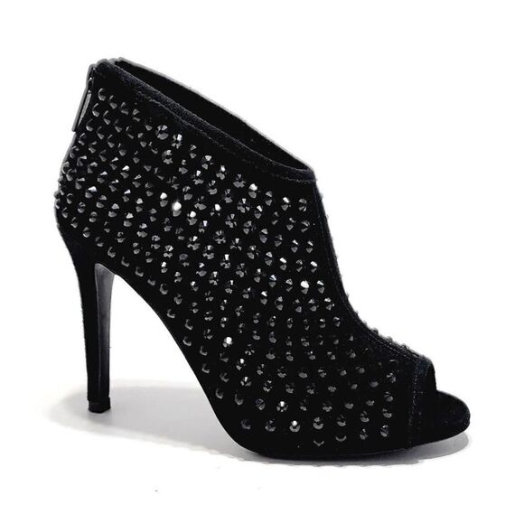 Michael Kors Dani Embellished Studded Open-Toe Shooties Black Size 6 Ankle Boots - Picture 1 of 8